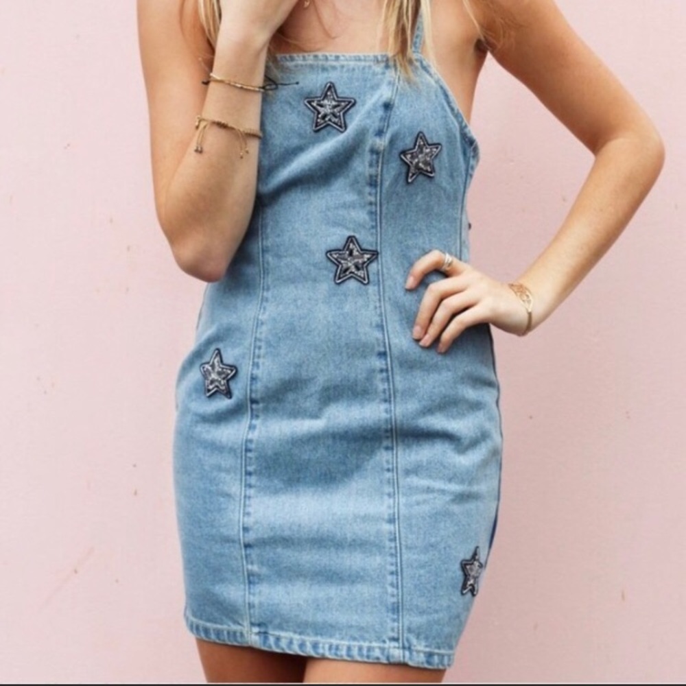 Denim Star Studded Dress never worn!!!